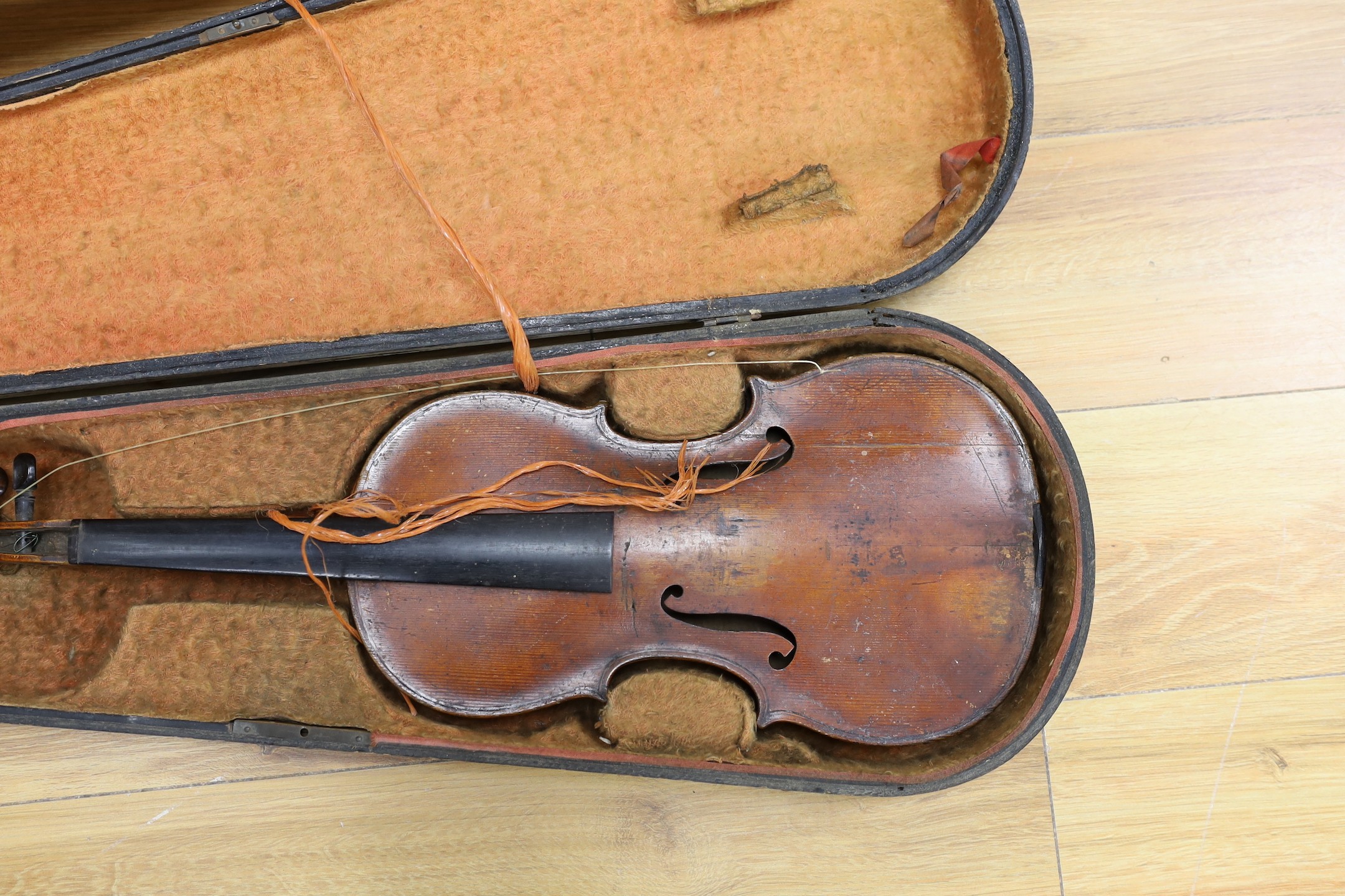 A 19th century cased violin